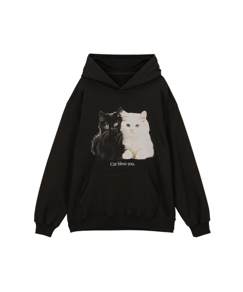 MUSINSA | ITZAVIBE BABY CAT BLESS YOU HOODIE - BLACK