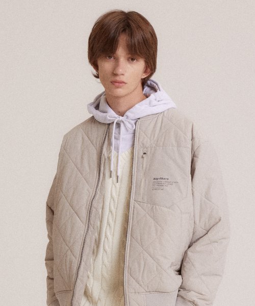 Стеганая куртка с логотипом LIGHT GREY (MO1JU007-071)