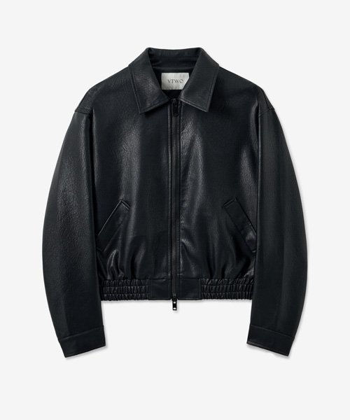 MUSINSA | VTWO 8119 Cropped leather jacket_black