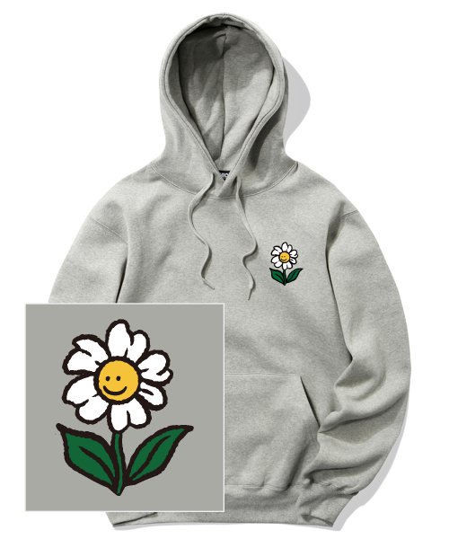 MUSINSA TRIPSHION SINGLE FLOWER LOGO Hoodie Gray