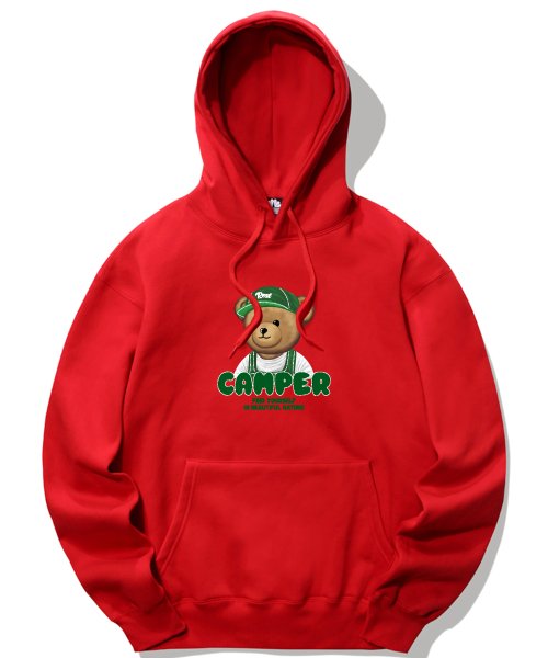 MUSINSA TRIPSHION CAMPER BEAR GRAPHIC HOODIE RED