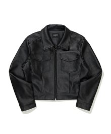 (W) VEGAN LEATHER JACKET BLACK