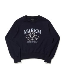 (W) FLOWER CROP SWEATSHIRT NAVY