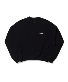 (W) V NECK CROP SWEATSHIRT BLACK