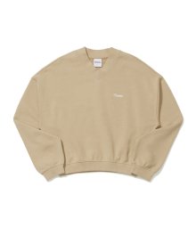 (W) V NECK CROP SWEATSHIRT BEIGE