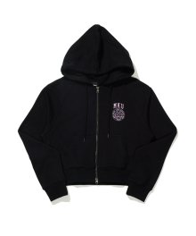 (W) CROP RAGLAN HOOD ZIP-UP BLACK