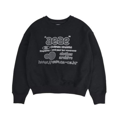 MUSINSA | AEAE Doodle Web Logo Crop Sweatshirts -[BLACK]