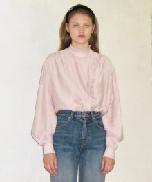 HALF-NECK FRILL BLOUSE (DUSTY PINK)