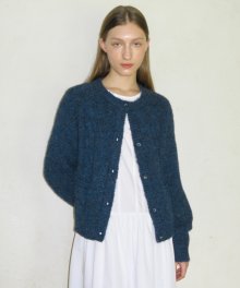 HAIRY CABLE CARDIGAN (NAVY)