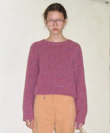 MIXED PULLOVER KNIT (PLUM)
