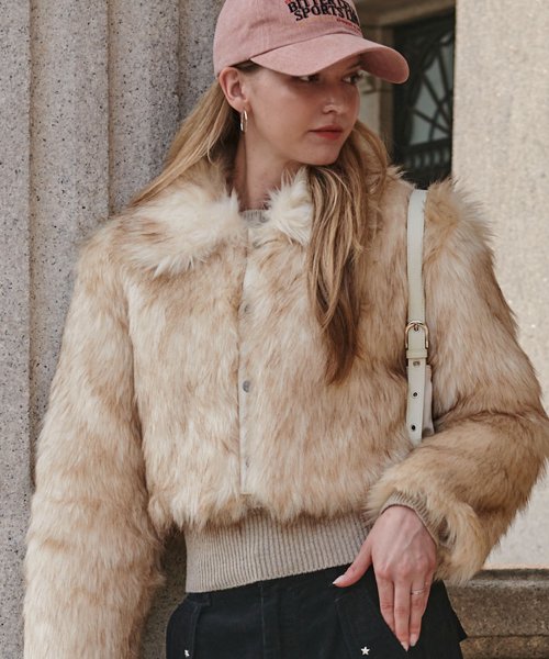 BITTER CELLS ファージャケット ベージュ BITTERCELLS Eco Fur Jacket ファージャケット