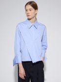 르이엘(LE YIEL) Overlap Crop Shirt Blouse_Blue 오버랩 크롭 셔츠 블라우스_블루