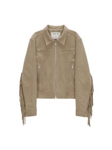 FRINGE SUEDE JACKET FOR WOMEN IN BEIGE