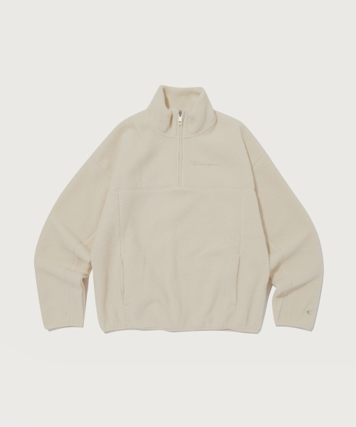 여성 오가닉 폴리 하프 집업 플리스 Light Beige