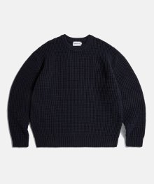 Heavyweight Waffle Knit Sweater Navy