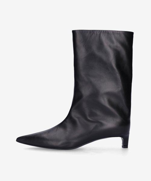 Black pointed hot sale toe leather booties