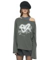 HEART BOAT NECK TOP / CHARCOAL
