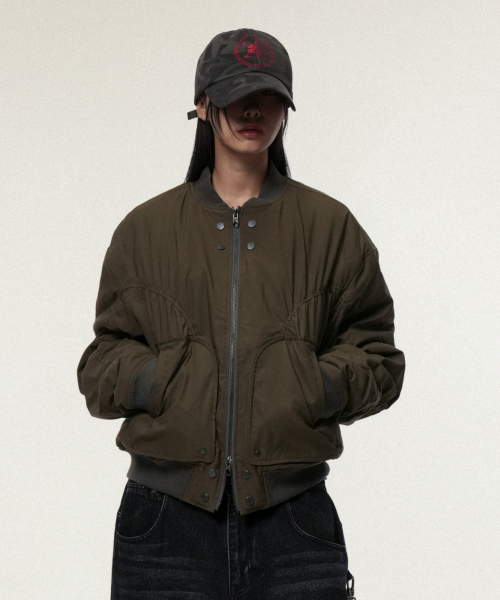 아이돈워너셀(IDWS) Circle Shirring Logo Ma-1 Khaki - 사이즈 & 후기 | 무신사