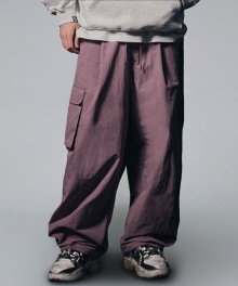 Nylon Cargo Wide Pants - Pink