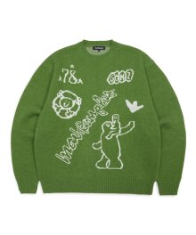 MG COLLAGE KNIT SWEATER - GREEN