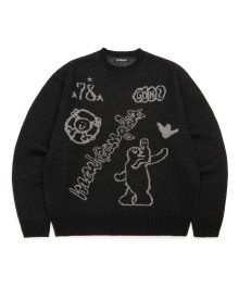 MG COLLAGE KNIT SWEATER - BLACK