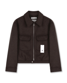 CASHMERE MILITARY ZIP-UP JACKET MELANGE BROWN