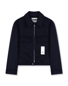 CASHMERE MILITARY ZIP-UP JACKET NAVY