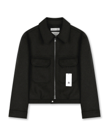 CASHMERE MILITARY ZIP-UP JACKET BLACK