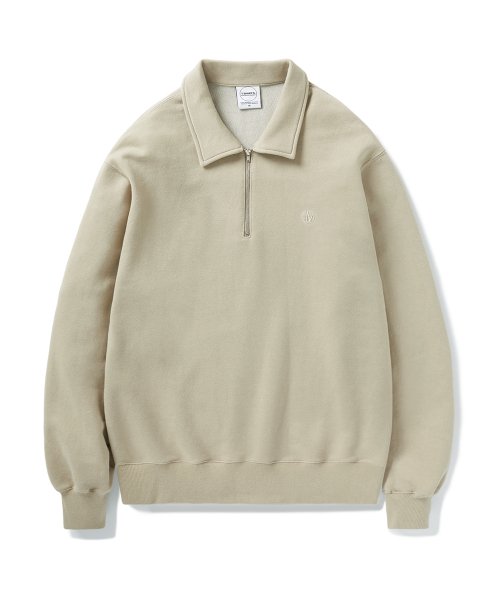 Свитшот на полумолнии с круглым логотипом MZT707 [BEIGE]
