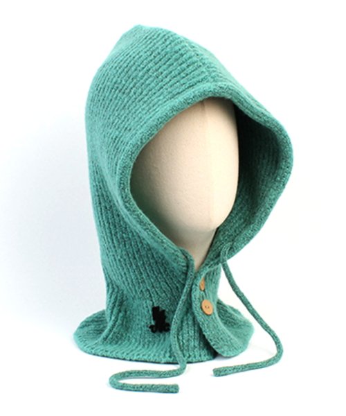 Wool Knit Green Open Balaclava 바라클라바