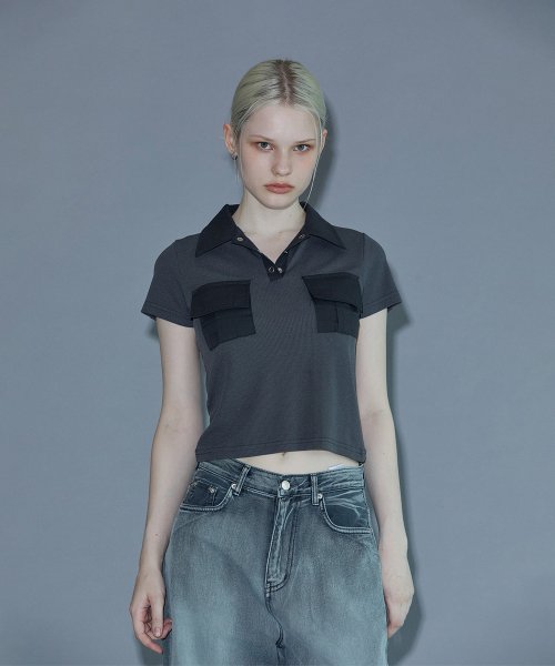Футболка с коротким рукавом и карманом с клапаном Grey
