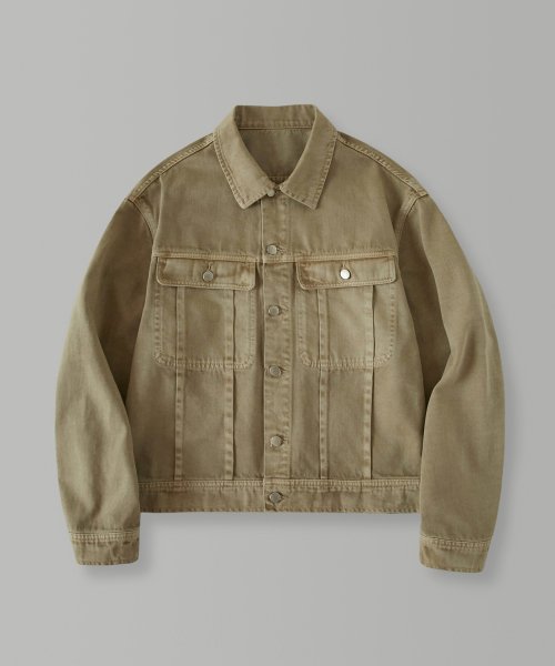 Musinsa Lafudgestore Dying Washed Denim Trugger Jacket Sand Beige