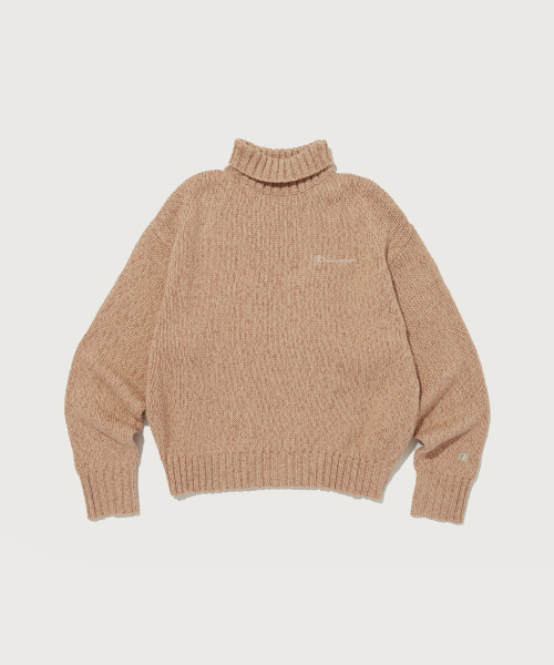 여성 드랍숄더 하이넥 스웨터 Normal Beige
