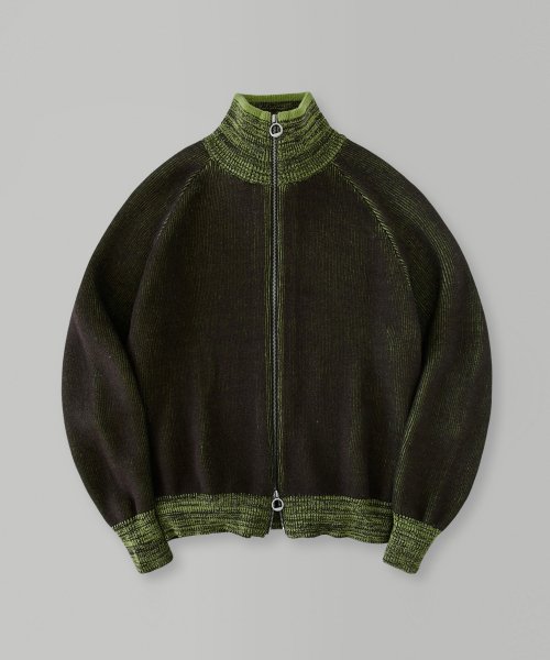 MUSINSA | LAFUDGESTORE Washed wool double knit zip-up_Brown Forest