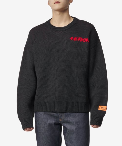 Вязаный свитер Flaming Crewneck — Black / HMHE013F23KNI0041025