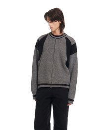 ACUMINATE KNIT ZIP-UP CARDIGAN CHARCOAL