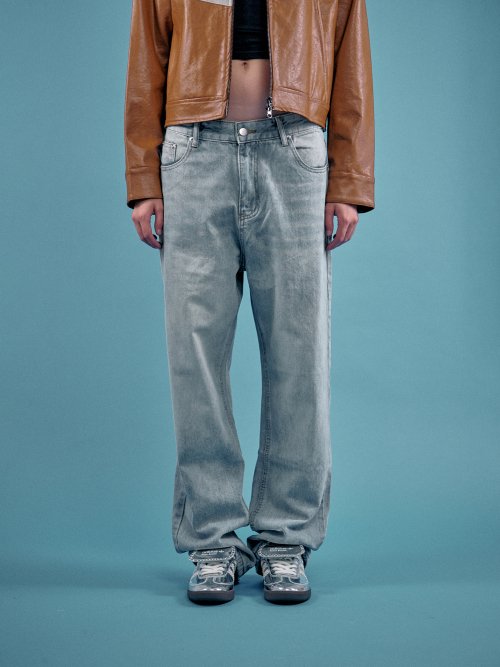 Прямые джинсы Deep Stone Washed (Light Blue)