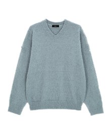 Textured Boucle Knit Pullover - Sky Blue