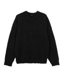 Textured Boucle Knit Pullover - Black