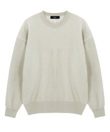 Two Tone Double Face Round Knit Pullover - Ivory