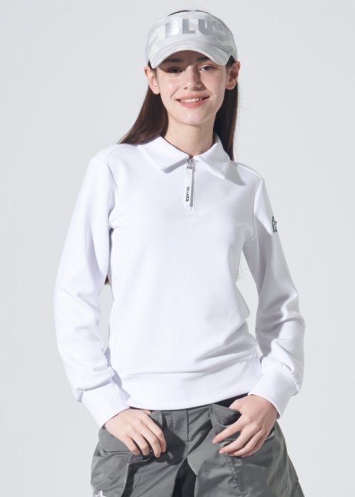 Свободное поло на молнии half-zip_WH