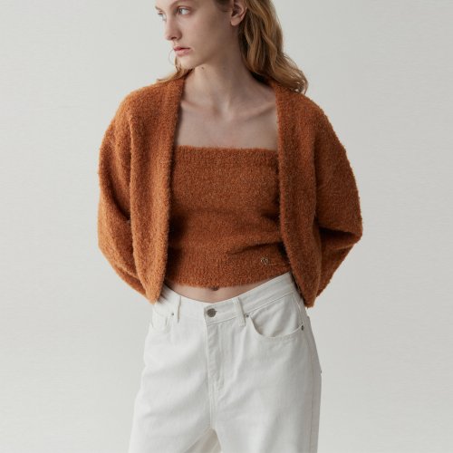 MUSINSA | ODER Boucle Wool Layered Top-Orange