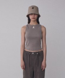 RR HAIRY KNIT TANK TOP_BROWN