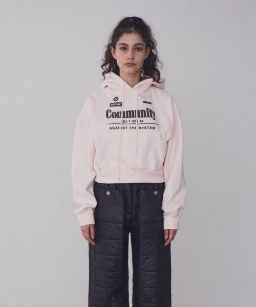 MUSINSA | REST&RECREATION RR COMMUNITY CROPPED HOODIE_PINK