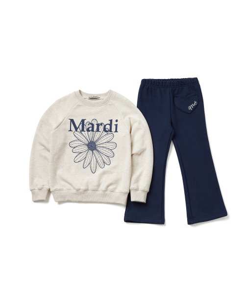 마르디 메크르디 레쁘띠(MARDI MERCREDI LESPETITS) KIDS SWEATSHIRT SETUP FLOWERMARDI_OATMEAL NAVY - 사이즈 & 후기 | 무신사
