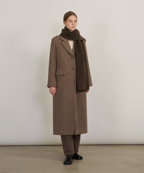 MUSINSA | ORO [Woman] Woolrich Minimal Single Long Coat_Saddle Brown