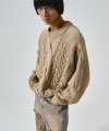 헤비 멀티 케이블 오버핏 스웨터 (베이지)