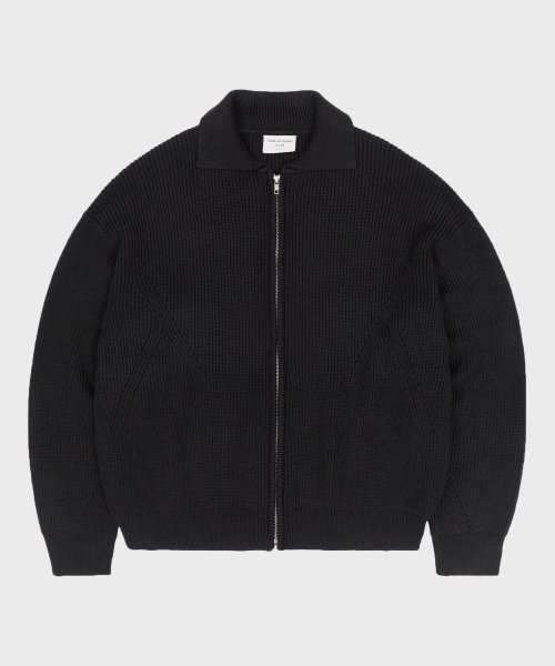 MUSINSA | GLW Essential two-way collar hachi knit zip-up black