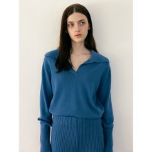 [Spirit] Wool V-neck Open Collar Pullover