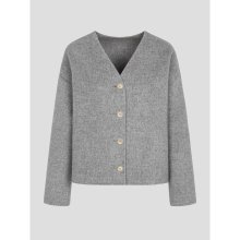 Wool Blended Crop Jacket  Grey